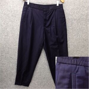 COS Pleated Trousers Mens 32 Short Blue Wool Stretch Cuffed Tapered Pants‎ 32x25
